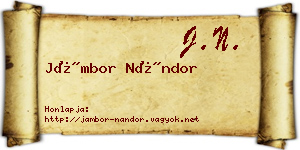 Jámbor Nándor névjegykártya